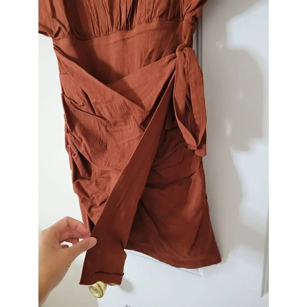 Free People Rough Rider Mini Dress S, NWOT Brown